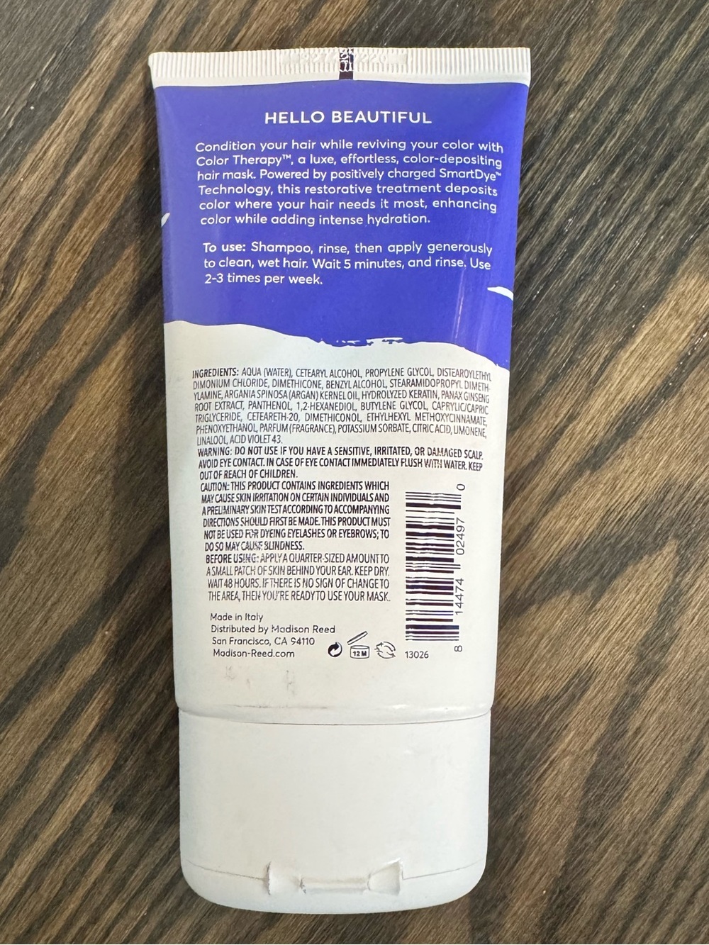 Madison Reed Color Therapy Hair Mask Perla 4oz Violet Tone Blonde Hair Brass NEW - Picture 2 of 2